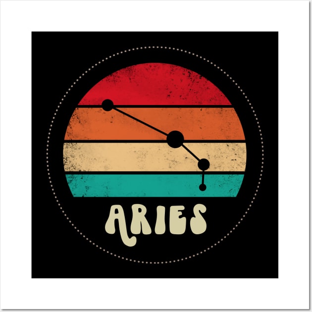 Aries Retro Sunset Wall Art by Darkstar Designs